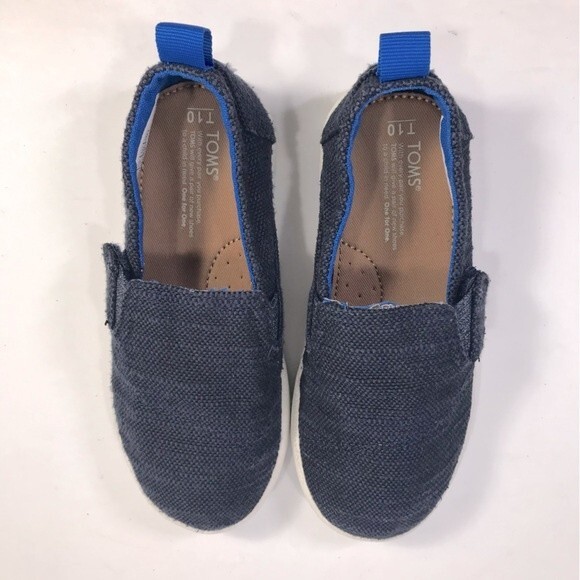 TOMS Youth Avalon Slip On Sneakers  / Navy & White / Shoe Size 10 T (Youth) - Picture 3 of 10
